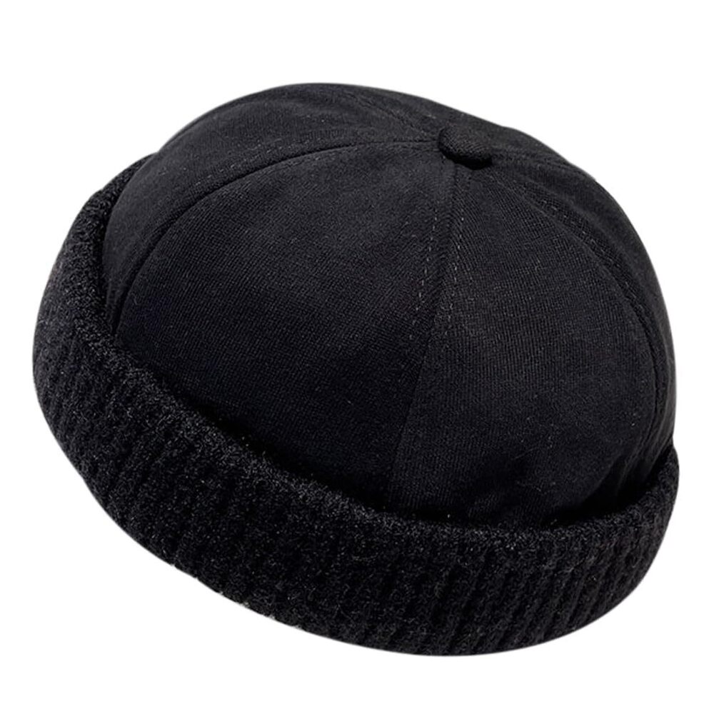 9184 Winter Fisherman Beanie Hats Warm Knit Brimless Hat Retro Docker Cap